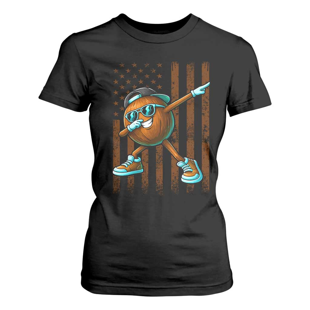 Dabbing Coconut T Shirt For Women Retro American Flag Fruit Lover TS10 Black Print Your Wear