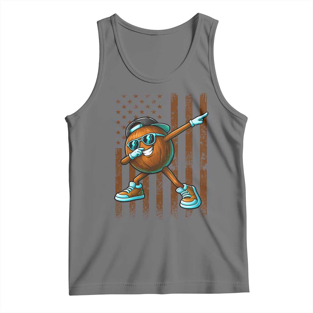 Dabbing Coconut Tank Top Retro American Flag Fruit Lover TS10 Black Heather Print Your Wear