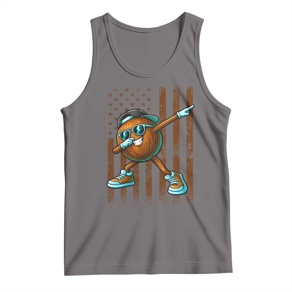 Dabbing Coconut Tank Top Retro American Flag Fruit Lover TS10 Deep Heather Print Your Wear