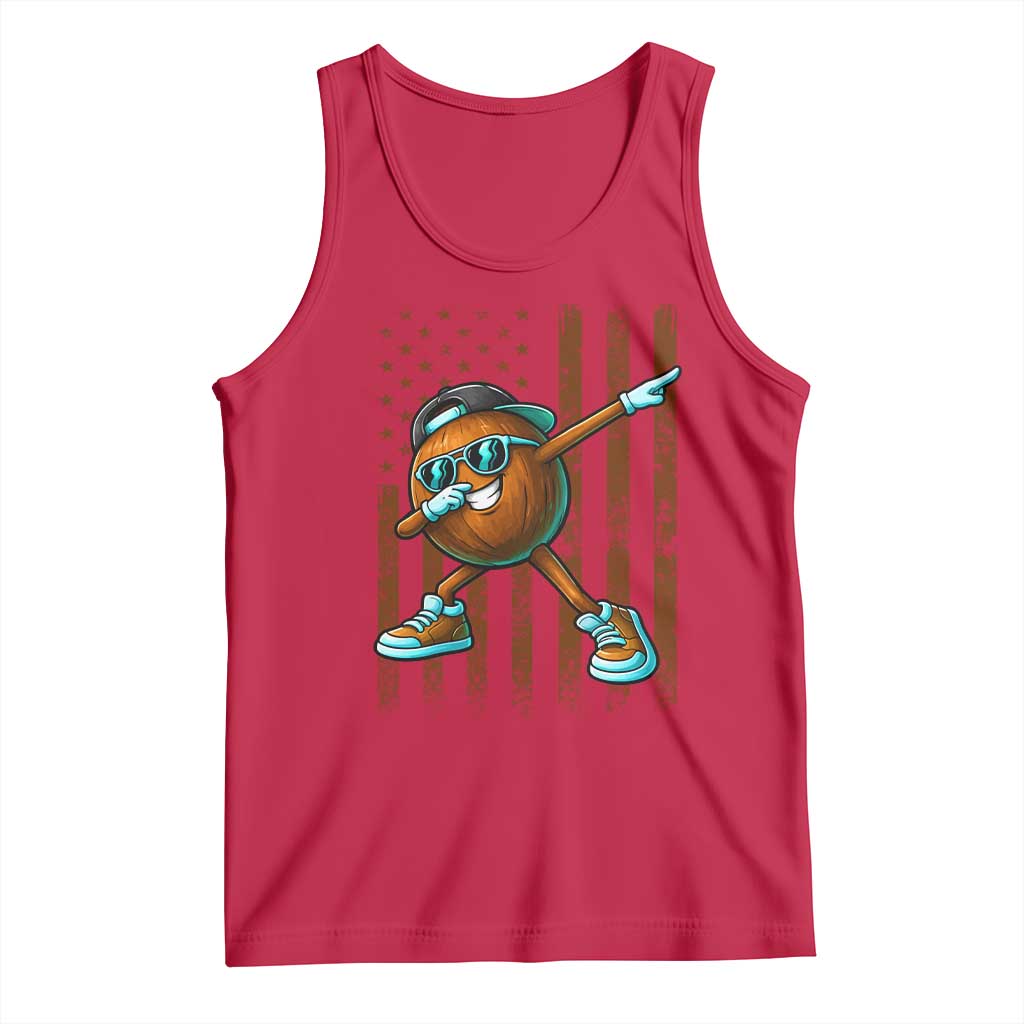 Dabbing Coconut Tank Top Retro American Flag Fruit Lover TS10 Red Print Your Wear