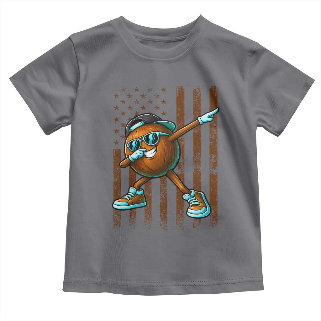 Dabbing Coconut Toddler T Shirt Retro American Flag Fruit Lover TS10 Charcoal Print Your Wear