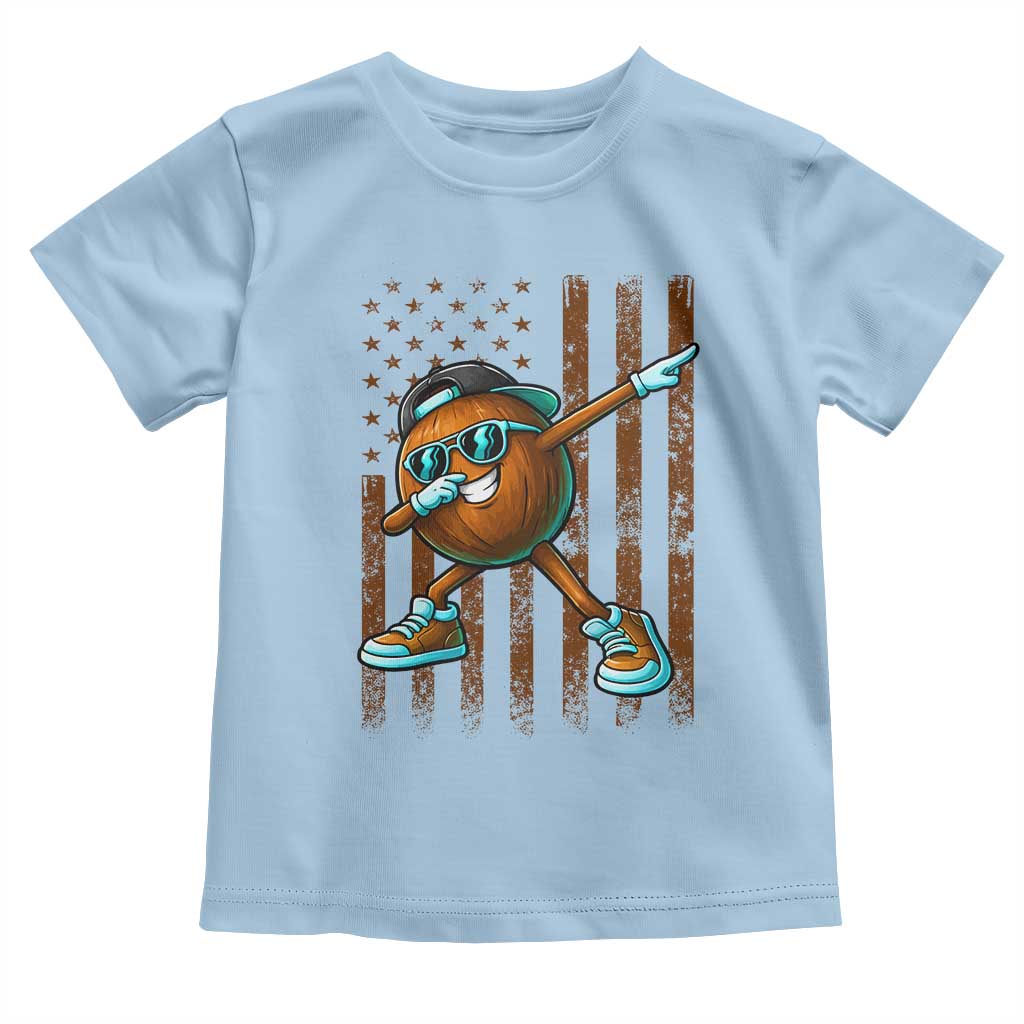 Dabbing Coconut Toddler T Shirt Retro American Flag Fruit Lover TS10 Light Blue Print Your Wear