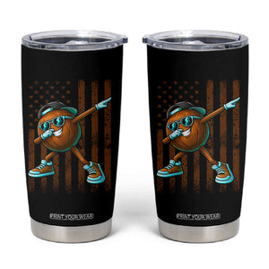 Dabbing Coconut Tumbler Cup Retro American Flag Fruit Lover TS10 Black Print Your Wear