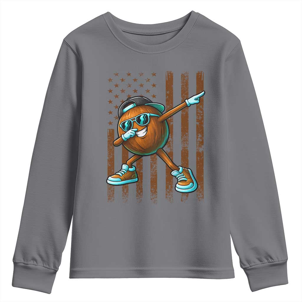 Dabbing Coconut Youth Sweatshirt Retro American Flag Fruit Lover TS10 Charcoal Print Your Wear