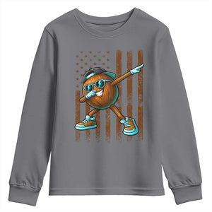 Dabbing Coconut Youth Sweatshirt Retro American Flag Fruit Lover TS10 Charcoal Print Your Wear
