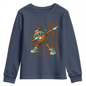 Dabbing Coconut Youth Sweatshirt Retro American Flag Fruit Lover TS10 Navy Print Your Wear