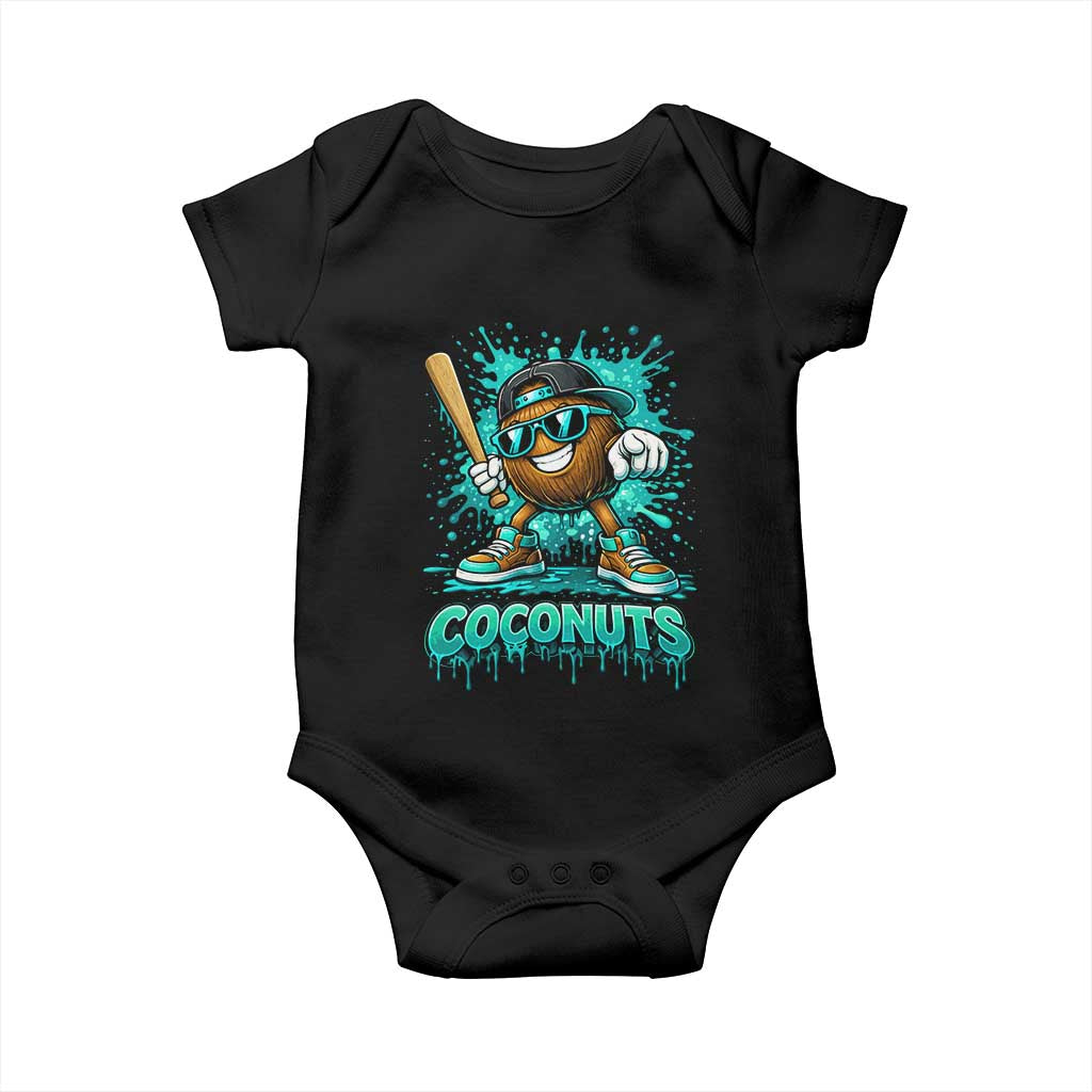 Baseball Coconut Baby Onesie Funny Graffiti Splatter Sports TS10 Black Print Your Wear