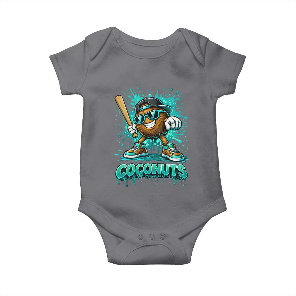 Baseball Coconut Baby Onesie Funny Graffiti Splatter Sports TS10 Charcoal Print Your Wear