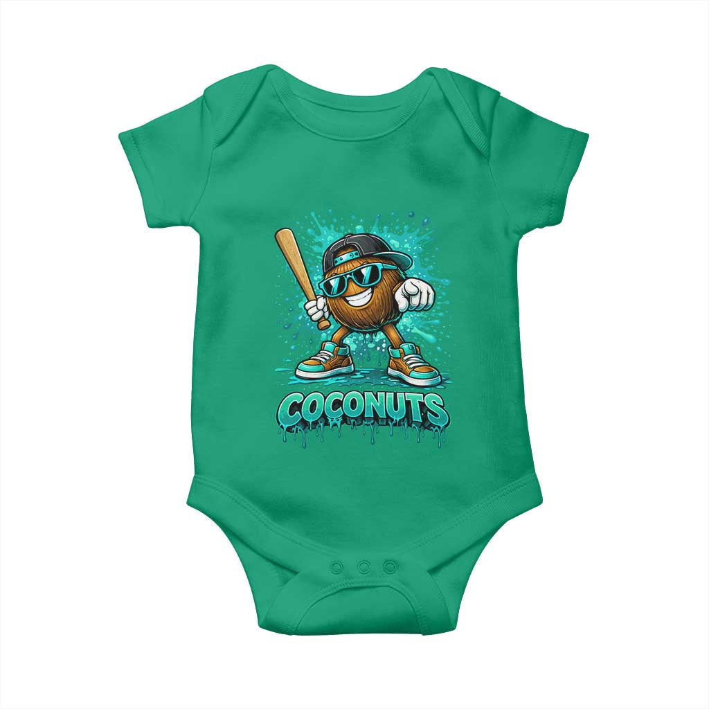 Baseball Coconut Baby Onesie Funny Graffiti Splatter Sports TS10 Irish Green Print Your Wear