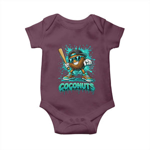 Baseball Coconut Baby Onesie Funny Graffiti Splatter Sports TS10 Maroon Print Your Wear