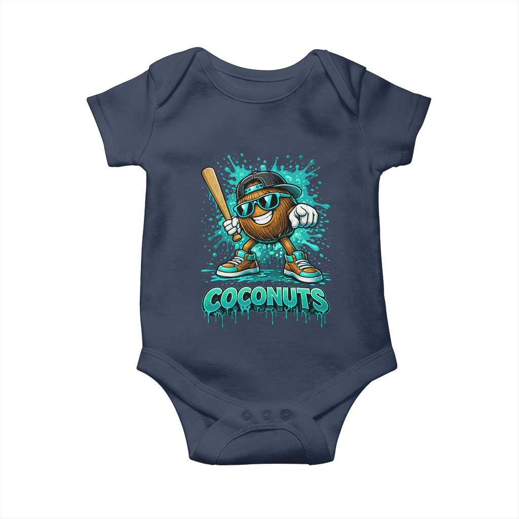 Baseball Coconut Baby Onesie Funny Graffiti Splatter Sports TS10 Navy Print Your Wear