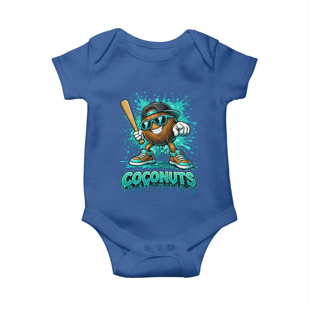 Baseball Coconut Baby Onesie Funny Graffiti Splatter Sports TS10 Royal Blue Print Your Wear