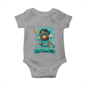 Baseball Coconut Baby Onesie Funny Graffiti Splatter Sports TS10 Sport Gray Print Your Wear