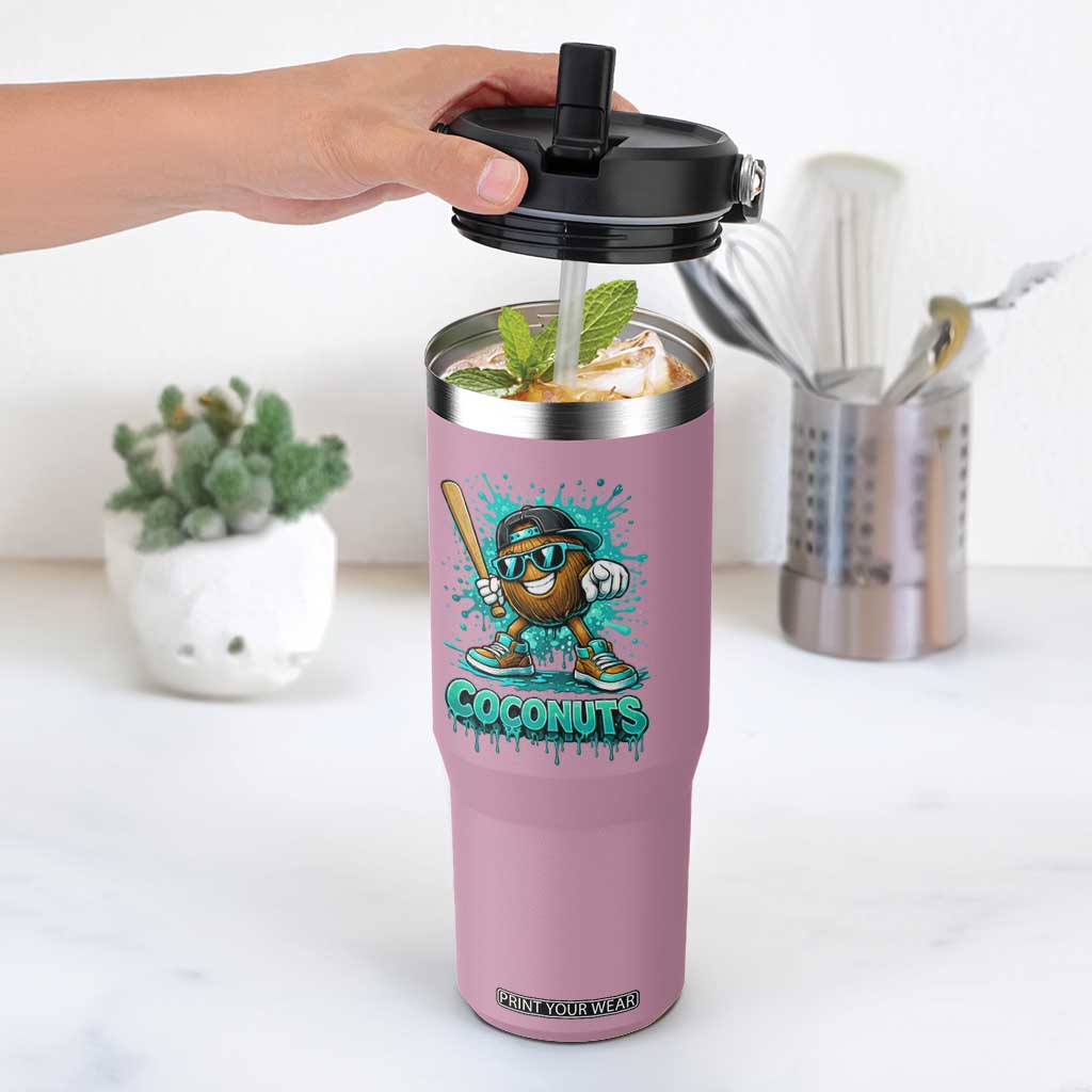 Baseball Coconut Flip Straw Tumbler Funny Graffiti Splatter Sports TS10 One Size: 30 oz Light Pink Print Your Wear