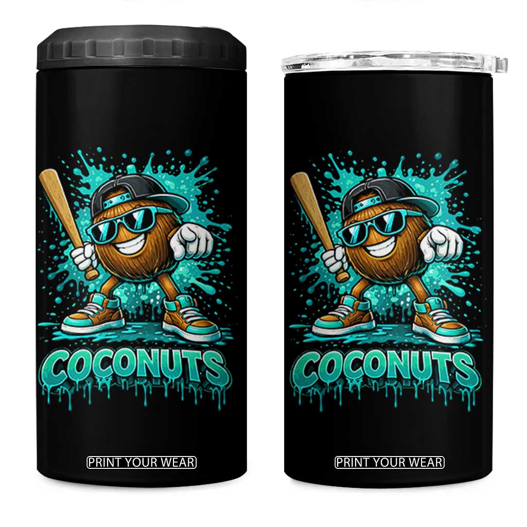 Baseball Coconut 4 in 1 Can Cooler Tumbler Funny Graffiti Splatter Sports TS10 One Size: 16 oz Black Print Your Wear