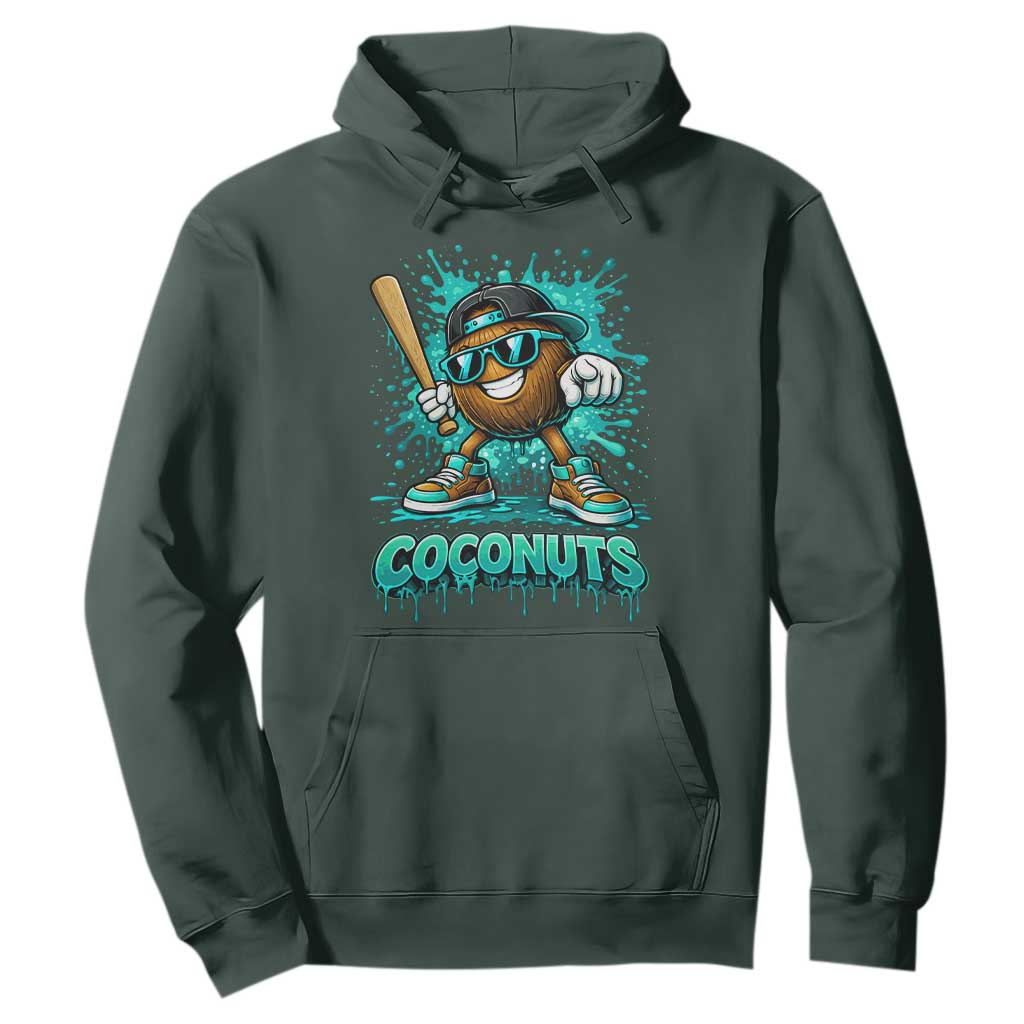 Baseball Coconut Hoodie Funny Graffiti Splatter Sports TS10 Dark Forest Green Print Your Wear