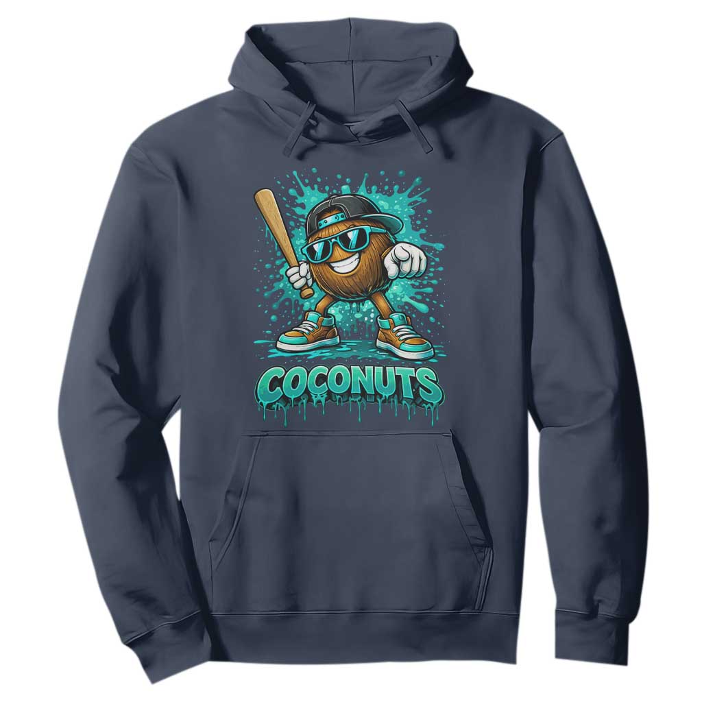 Baseball Coconut Hoodie Funny Graffiti Splatter Sports TS10 Navy Print Your Wear