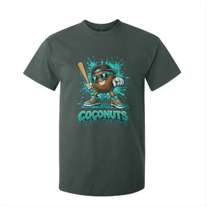 Baseball Coconut T Shirt For Kid Funny Graffiti Splatter Sports TS10 Dark Forest Green Print Your Wear