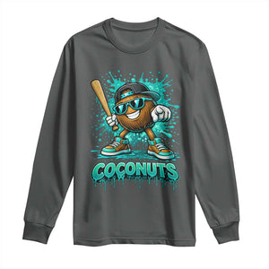 Baseball Coconut Long Sleeve Shirt Funny Graffiti Splatter Sports TS10 Dark Heather Print Your Wear