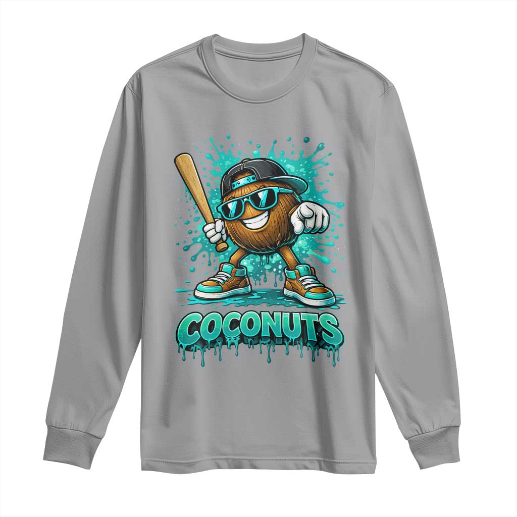 Baseball Coconut Long Sleeve Shirt Funny Graffiti Splatter Sports TS10 Sport Gray Print Your Wear