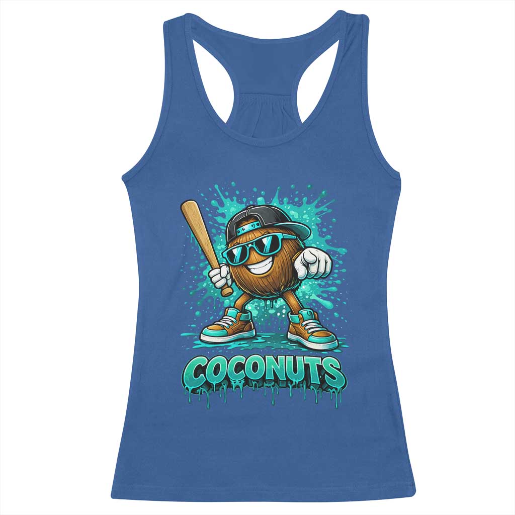 Baseball Coconut Racerback Tank Top Funny Graffiti Splatter Sports TS10 Royal Blue Print Your Wear