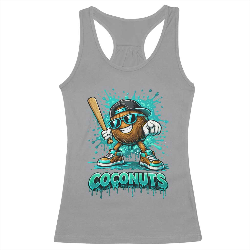 Baseball Coconut Racerback Tank Top Funny Graffiti Splatter Sports TS10 Sport Gray Print Your Wear