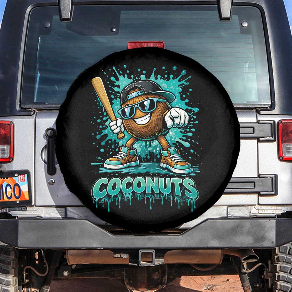 Baseball Coconut Spare Tire Cover Funny Graffiti Splatter Sports TS10 No hole Black Print Your Wear