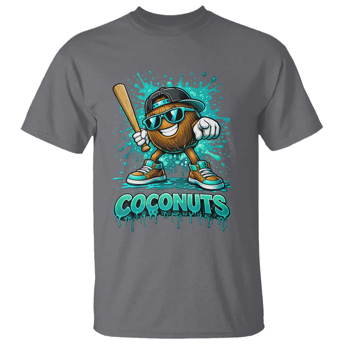 Baseball Coconut T Shirt Funny Graffiti Splatter Sports TS10 Charcoal Print Your Wear