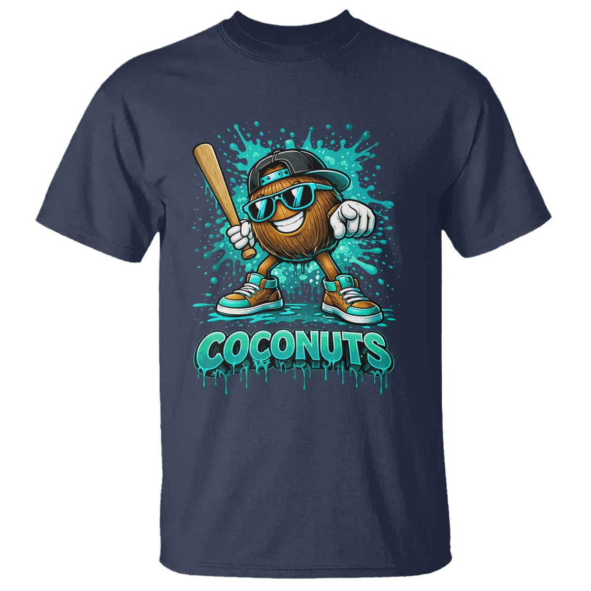 Baseball Coconut T Shirt Funny Graffiti Splatter Sports TS10 Navy Print Your Wear