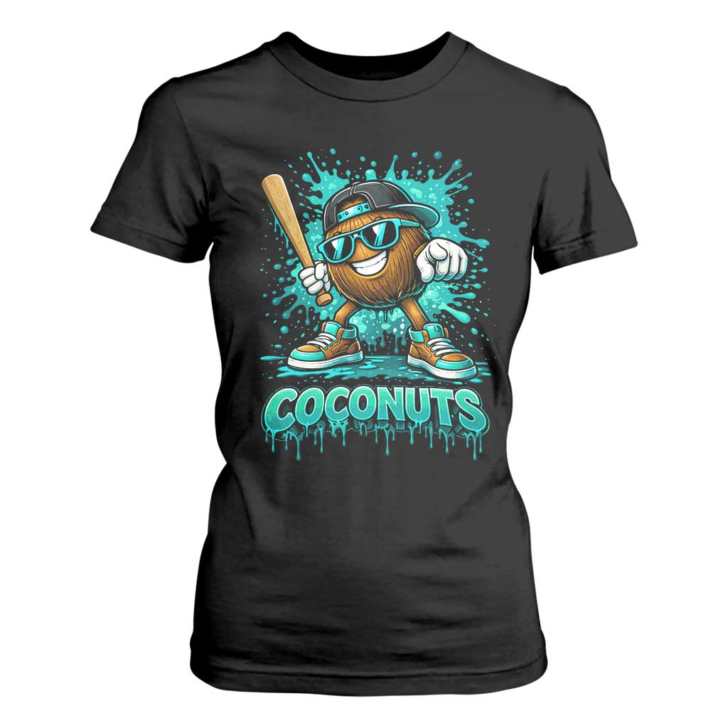 Baseball Coconut T Shirt For Women Funny Graffiti Splatter Sports TS10 Black Print Your Wear