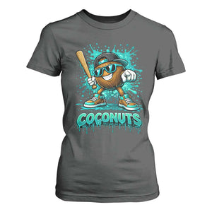Baseball Coconut T Shirt For Women Funny Graffiti Splatter Sports TS10 Dark Heather Print Your Wear