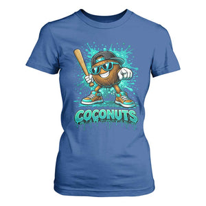 Baseball Coconut T Shirt For Women Funny Graffiti Splatter Sports TS10 Royal Blue Print Your Wear