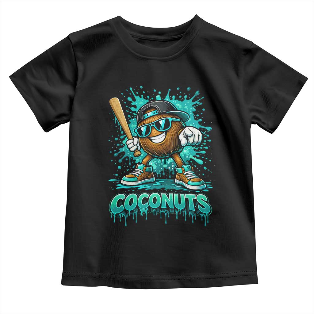 Baseball Coconut Toddler T Shirt Funny Graffiti Splatter Sports TS10 Black Print Your Wear