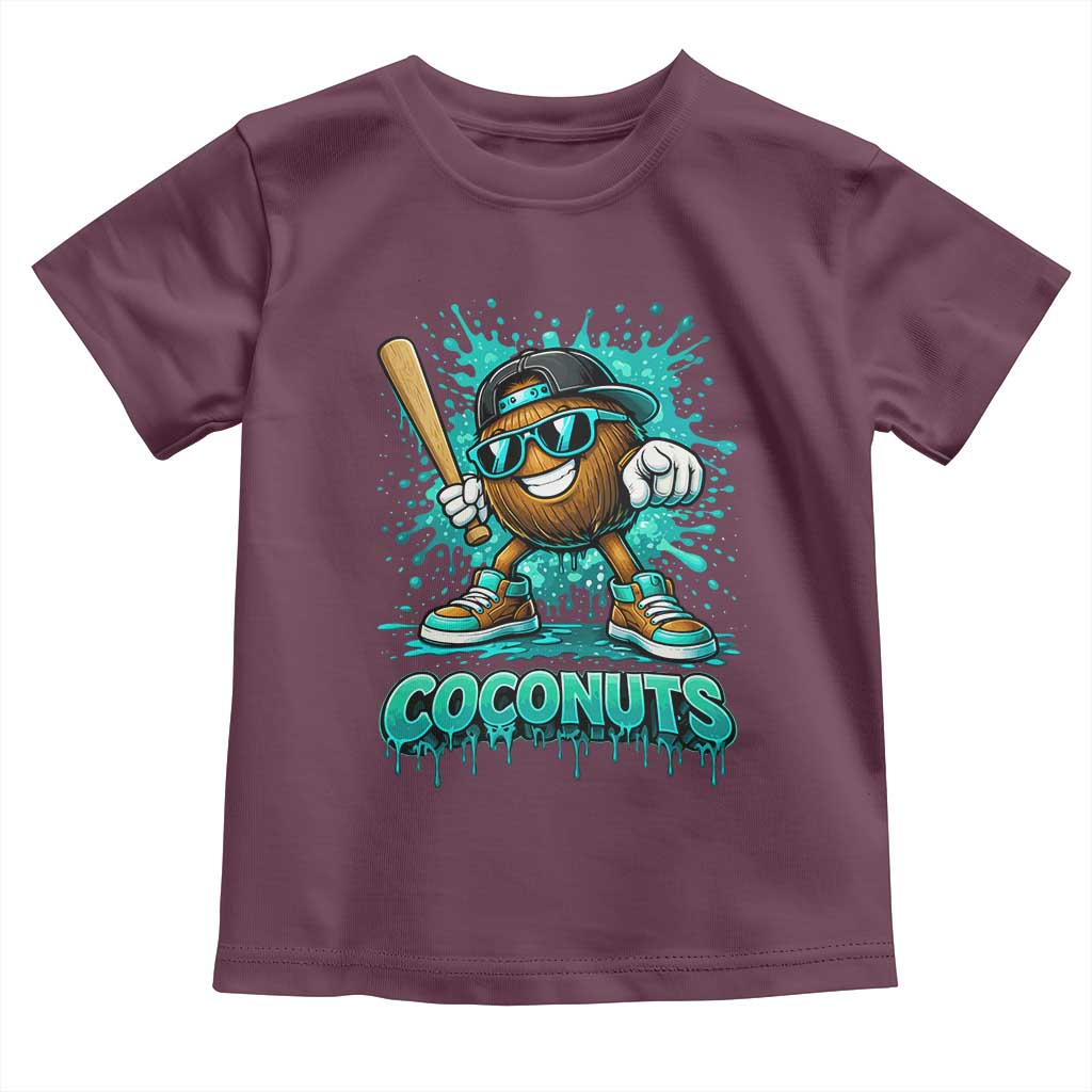 Baseball Coconut Toddler T Shirt Funny Graffiti Splatter Sports TS10 Maroon Print Your Wear
