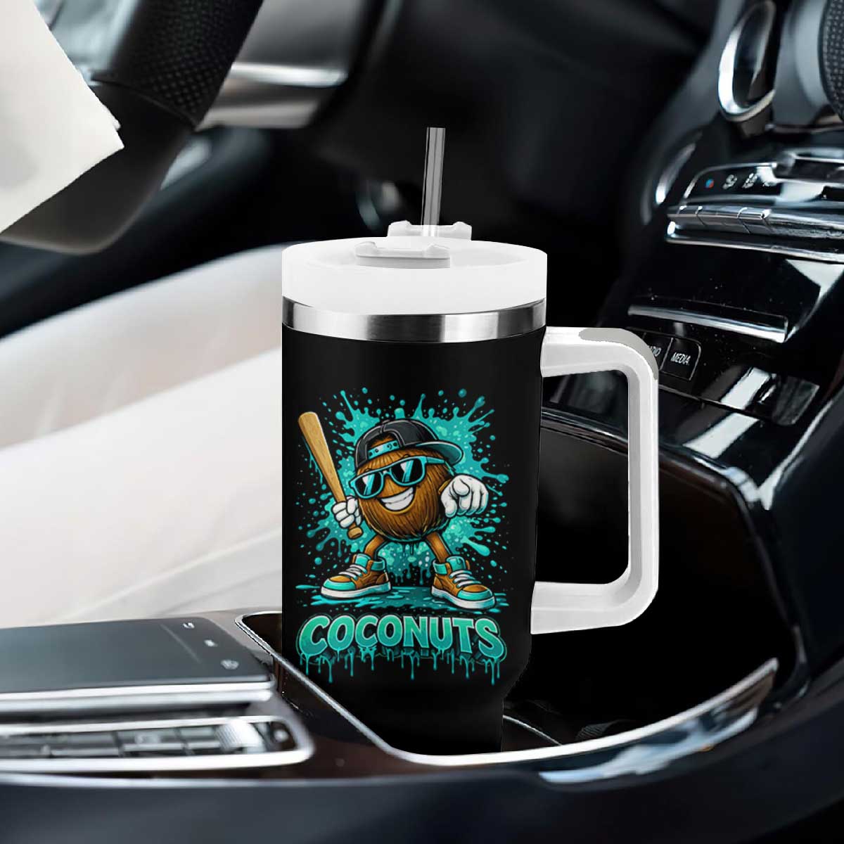 Baseball Coconut Tumbler With Handle Funny Graffiti Splatter Sports TS10 Print Your Wear