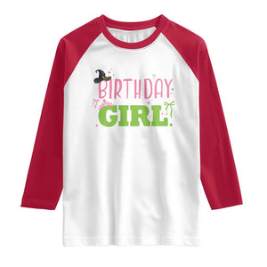 Birthday Girl Raglan Shirt Witch Pink Green Toddler Baby 1st 2nd 3rd 4th 5th 6th 7th TS10 White Red Print Your Wear