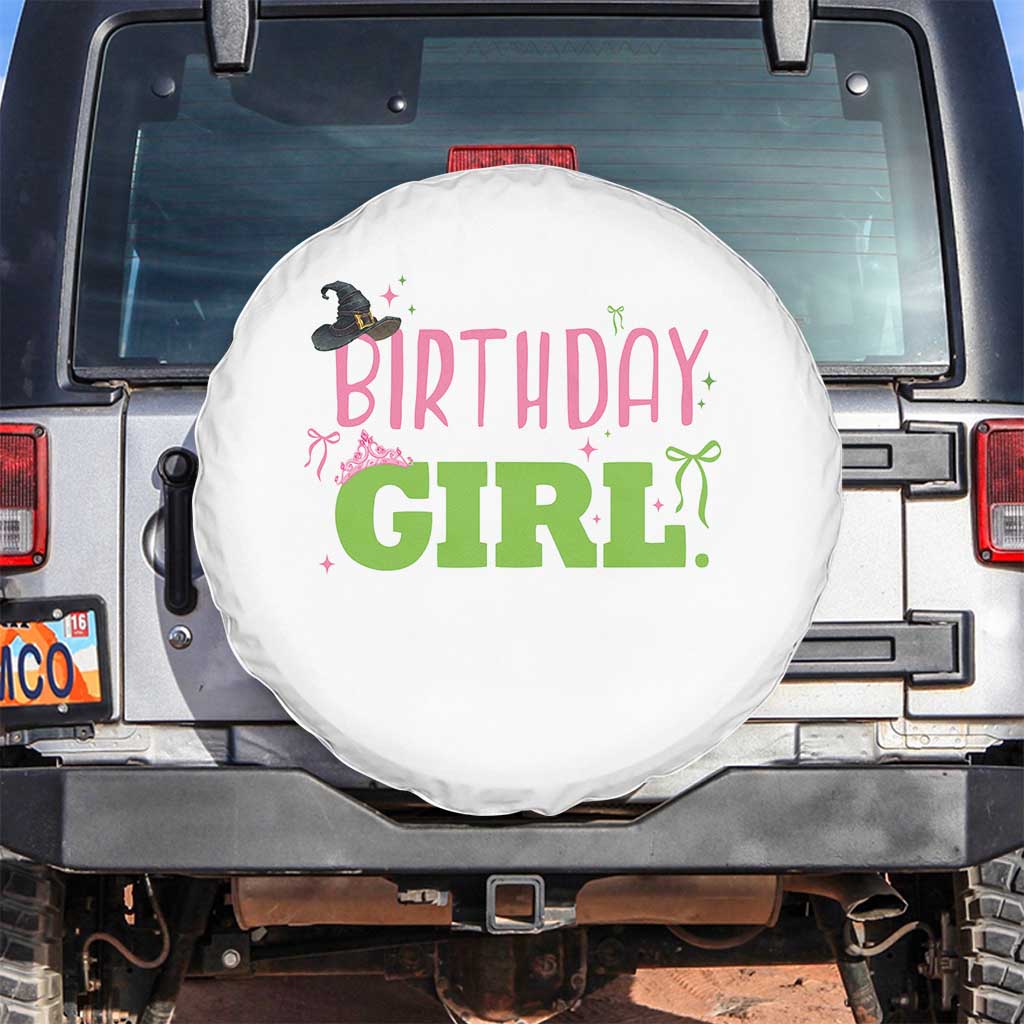 Birthday Girl Spare Tire Cover Witch Pink Green Toddler Baby 1st 2nd 3rd 4th 5th 6th 7th TS10 No hole White Print Your Wear