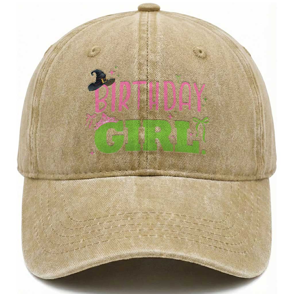 Birthday Girl Washed Cotton Baseball Cap Witch Pink Green Toddler Baby 1st 2nd 3rd 4th 5th 6th 7th