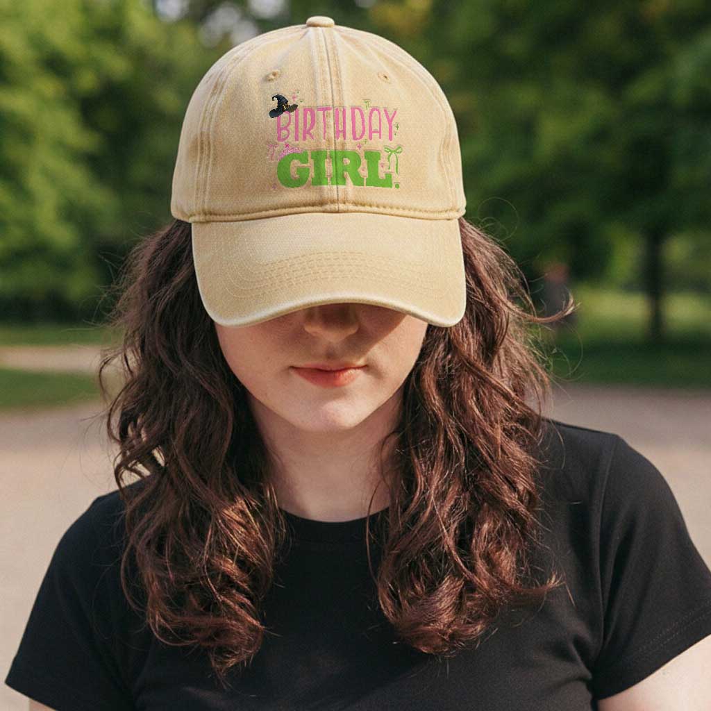 Birthday Girl Washed Cotton Baseball Cap Witch Pink Green Toddler Baby 1st 2nd 3rd 4th 5th 6th 7th