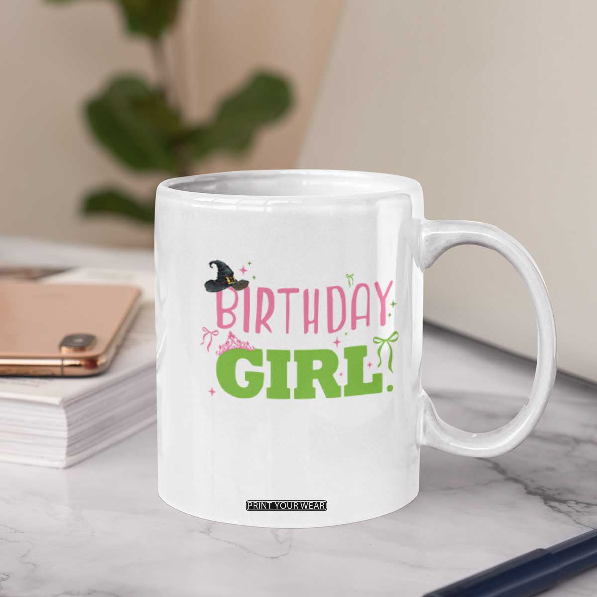 Birthday Girl Coffee Mug Witch Pink Green Toddler Baby 1st 2nd 3rd 4th 5th 6th 7th TS10 Print Your Wear