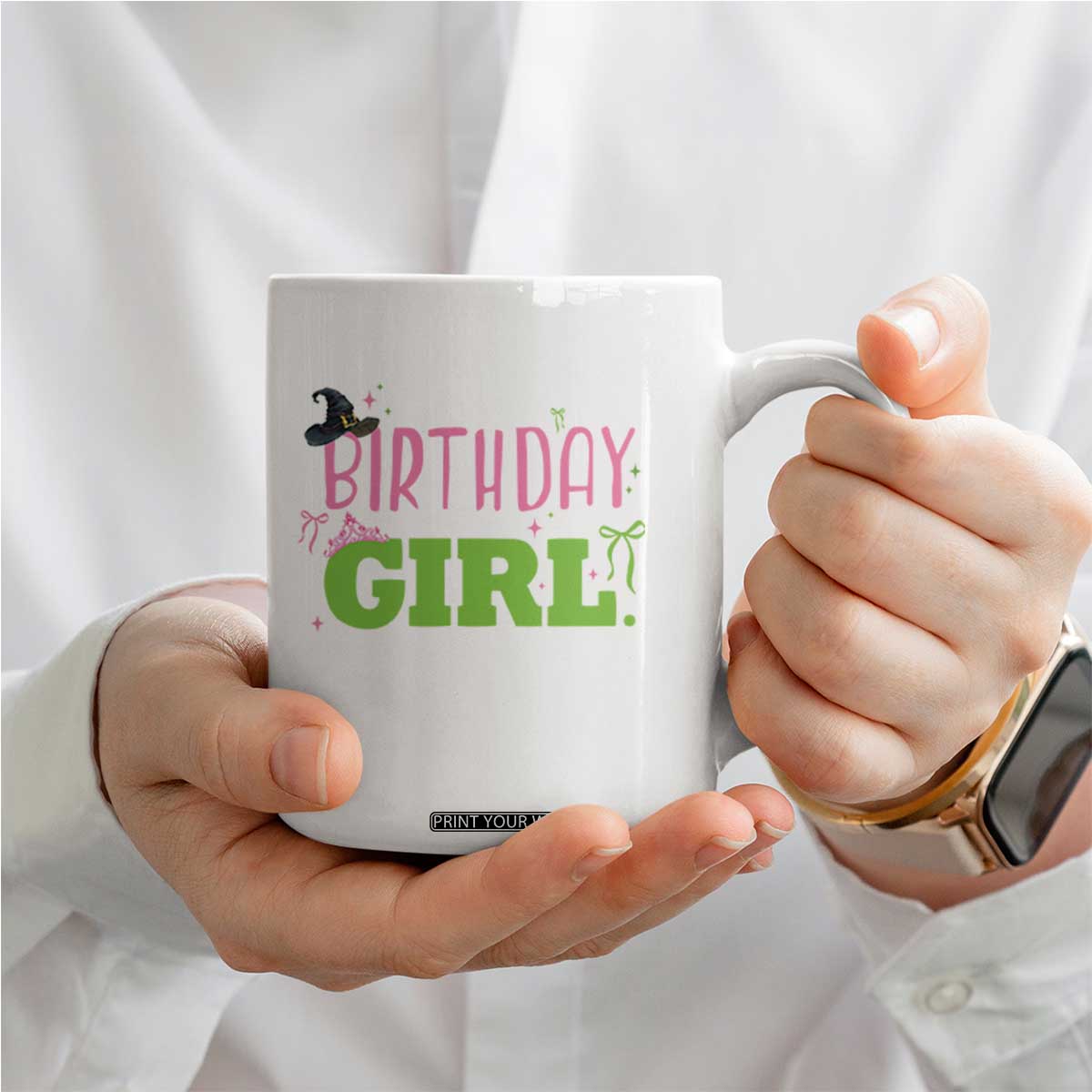 Birthday Girl Coffee Mug Witch Pink Green Toddler Baby 1st 2nd 3rd 4th 5th 6th 7th TS10 Print Your Wear
