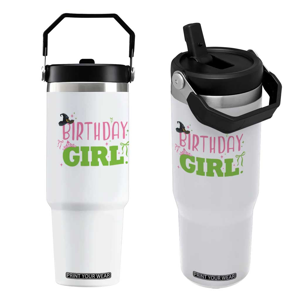 Birthday Girl Flip Straw Tumbler Witch Pink Green Toddler Baby 1st 2nd 3rd 4th 5th 6th 7th TS10 One Size: 30 oz White Print Your Wear