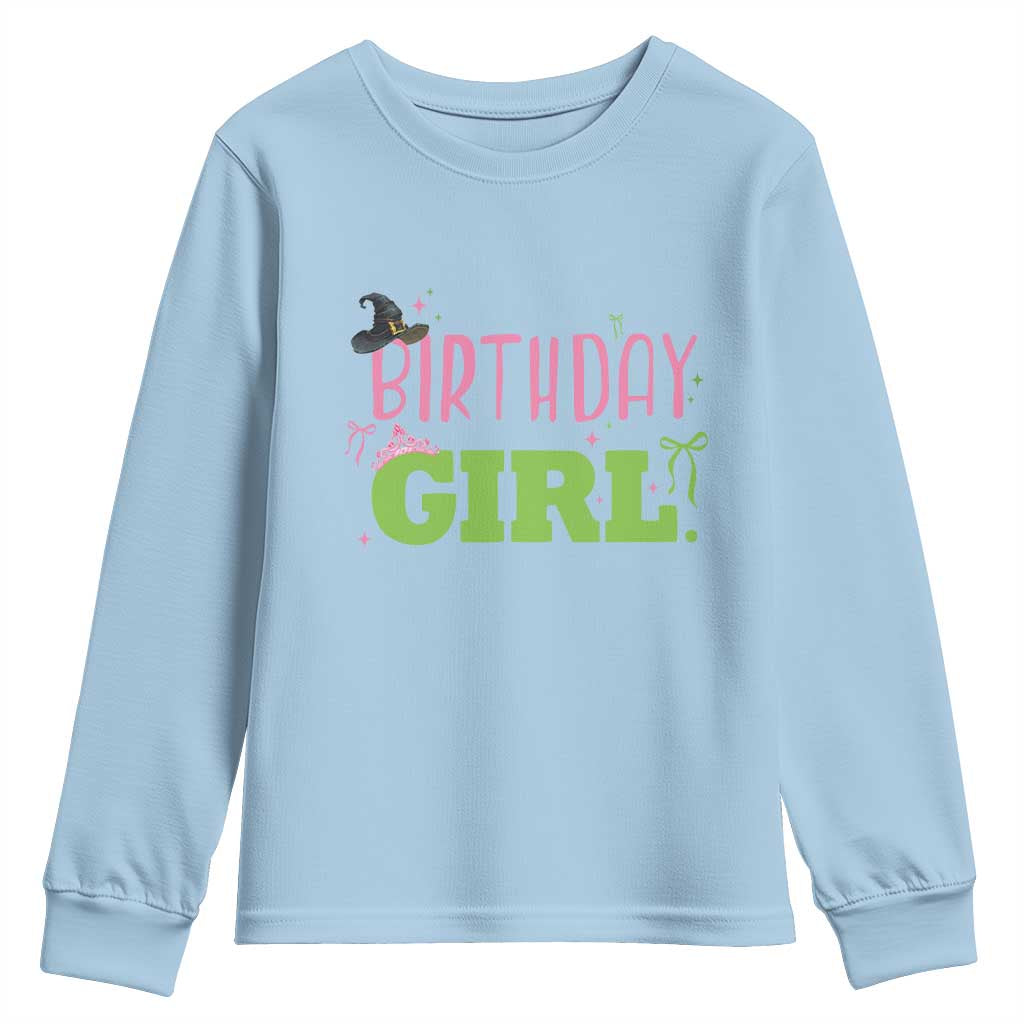 Birthday Girl Youth Sweatshirt Witch Pink Green Toddler Baby 1st 2nd 3rd 4th 5th 6th 7th TS10 Light Blue Print Your Wear