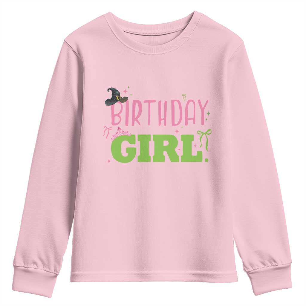 Birthday Girl Youth Sweatshirt Witch Pink Green Toddler Baby 1st 2nd 3rd 4th 5th 6th 7th TS10 Light Pink Print Your Wear