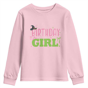 Birthday Girl Youth Sweatshirt Witch Pink Green Toddler Baby 1st 2nd 3rd 4th 5th 6th 7th TS10 Light Pink Print Your Wear