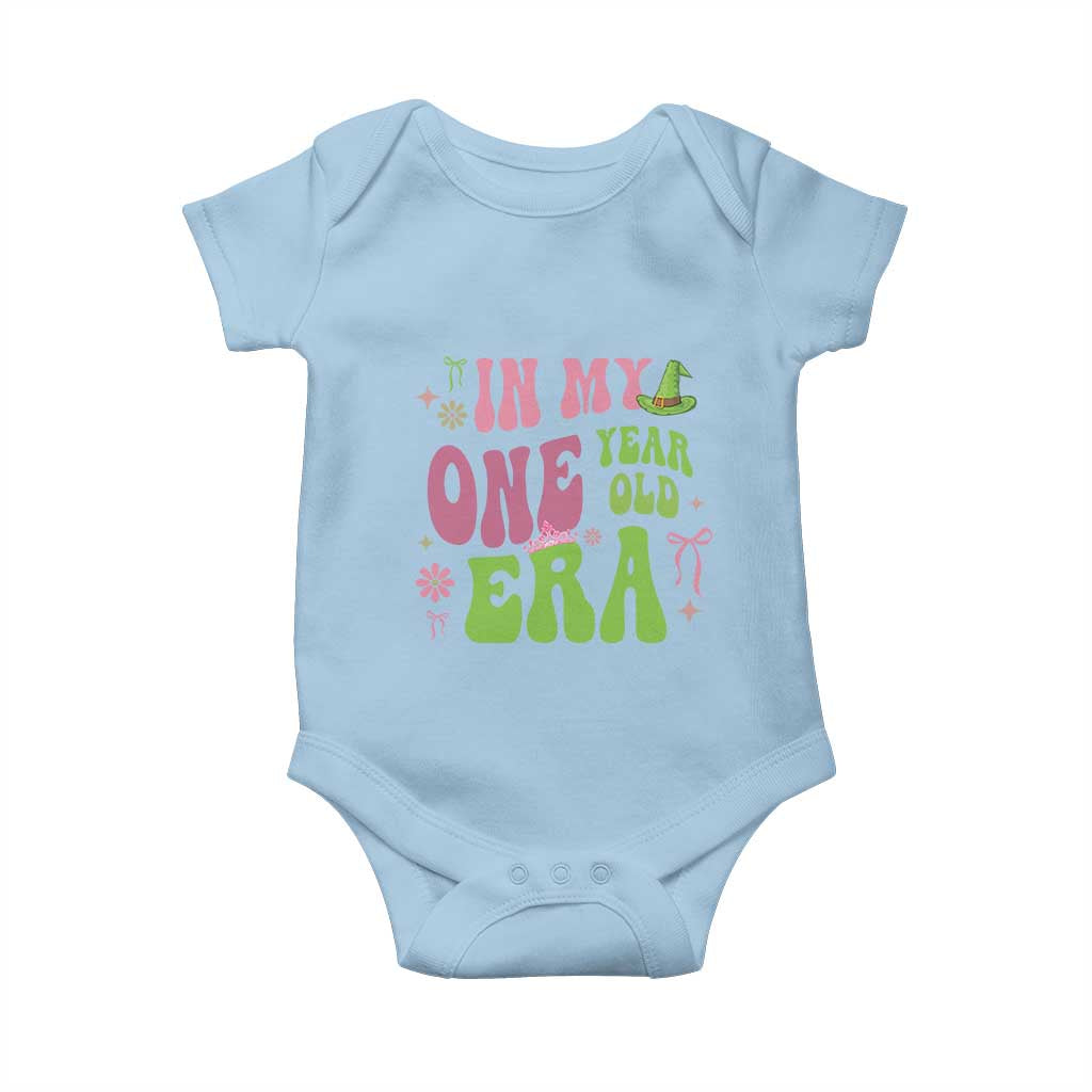 Baby Girl First Birthday Outfit Baby Onesie In My One Year Old Era Witch Pink Green TS10 Light Blue Print Your Wear