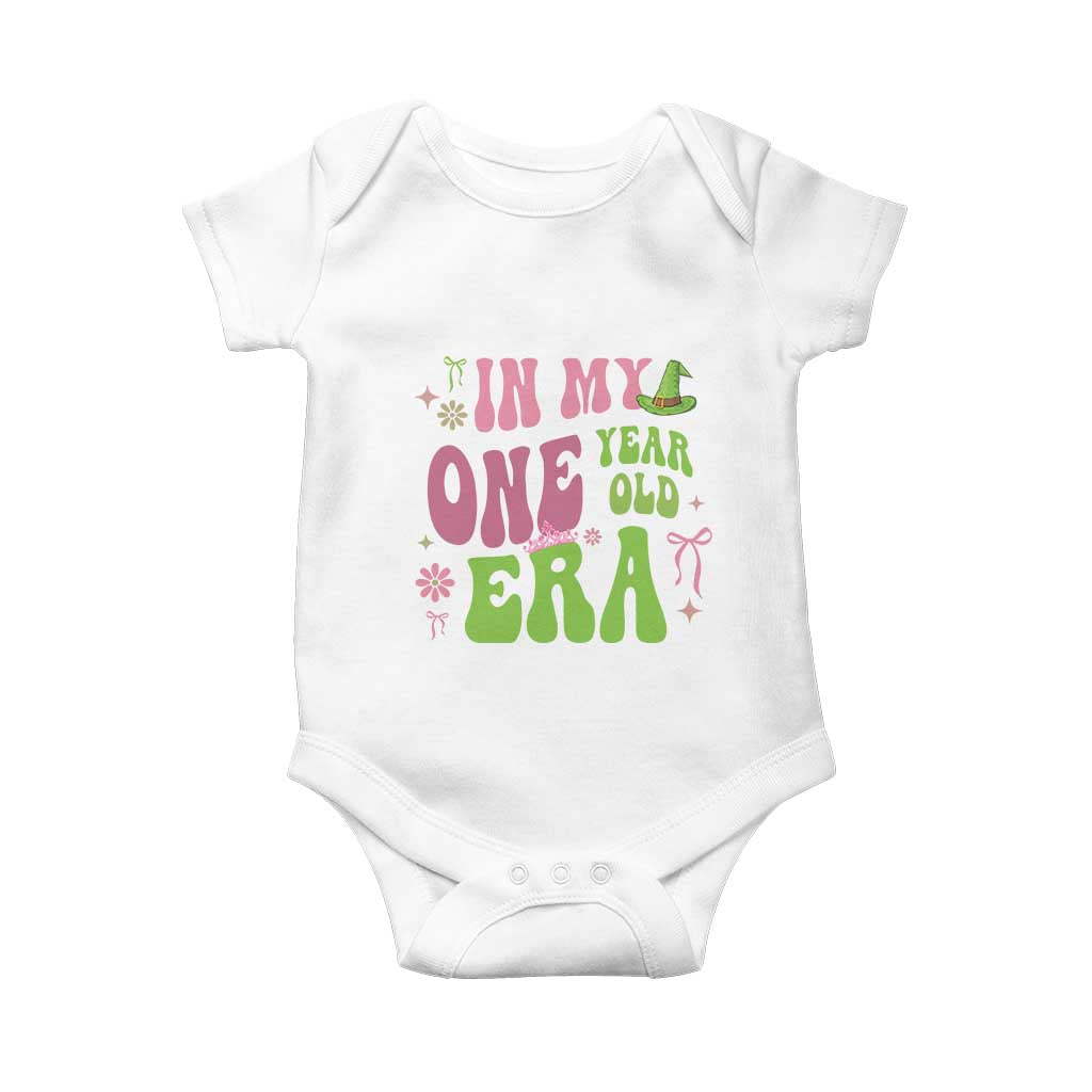 Baby Girl First Birthday Outfit Baby Onesie In My One Year Old Era Witch Pink Green TS10 White Print Your Wear