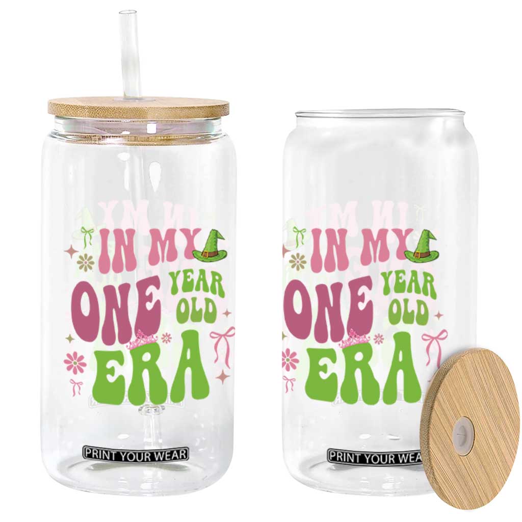 Baby Girl First Birthday Outfit Glass Can In My One Year Old Era Witch Pink Green TS10 Print Your Wear