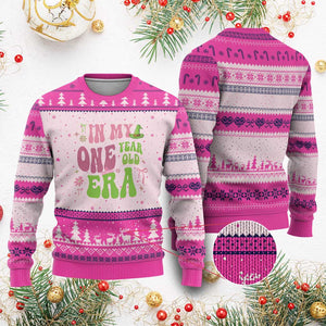 Baby Girl First Birthday Outfit Ugly Christmas Sweater In My One Year Old Era Witch Pink Green TS10 Hot Pink Print Your Wear