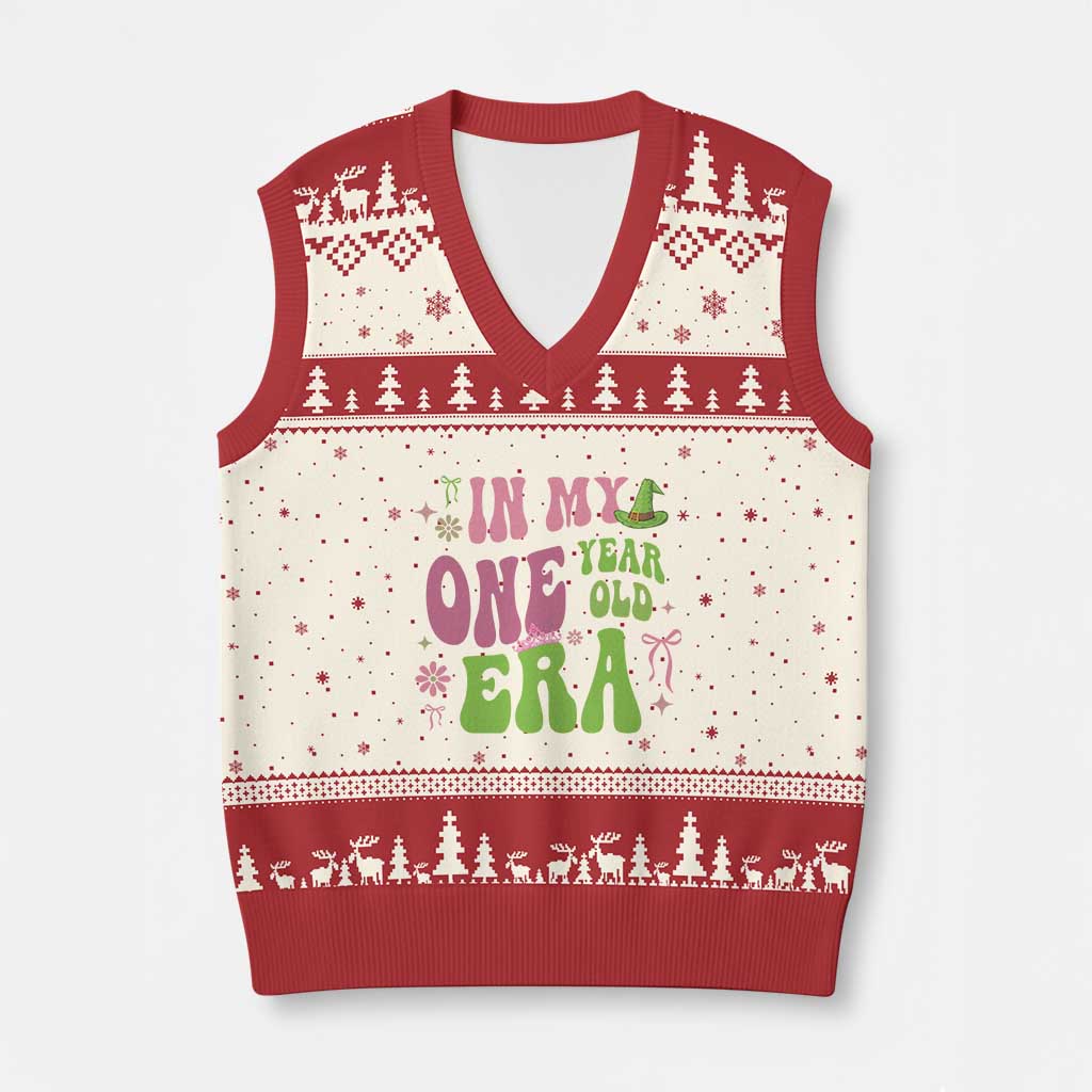Baby Girl First Birthday Outfit V-Neck Knit Sweater Vest In My One Year Old Era Witch Pink Green TS10 Beige Red Print Your Wear